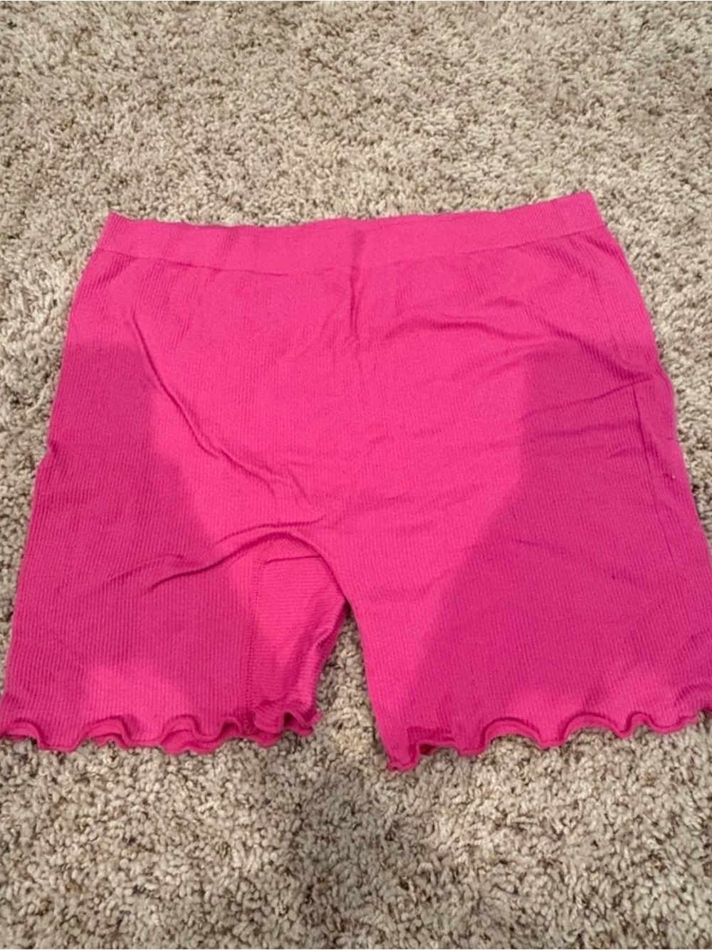 High-Rise Ribbed Athletic Bike Shorts in Hot Pink
